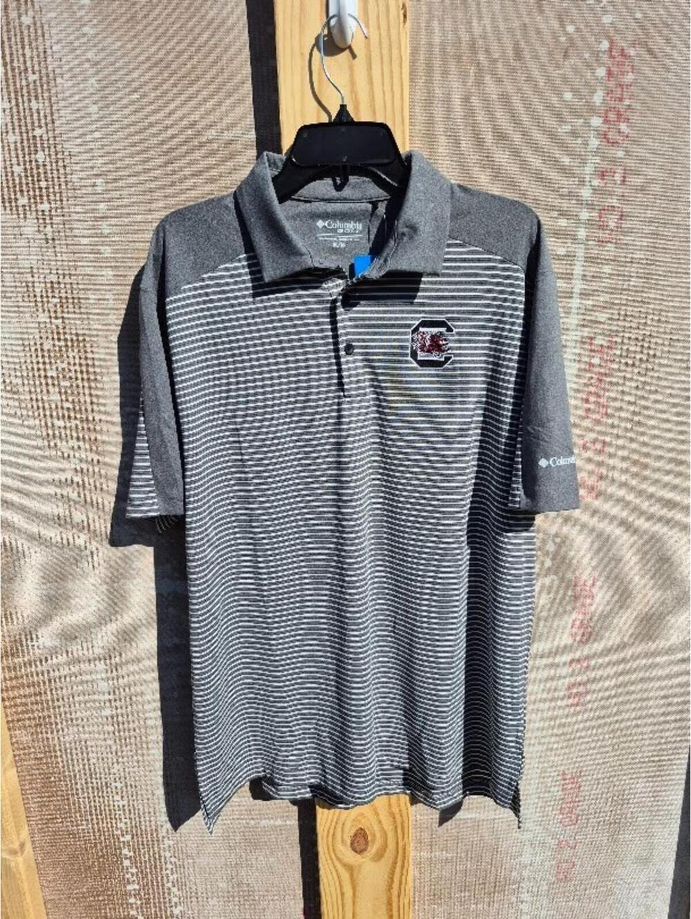 Columbia South Carolina USC Gamecocks Omni Polo Shirt Grey Logo XL $85 MSRP Wick
